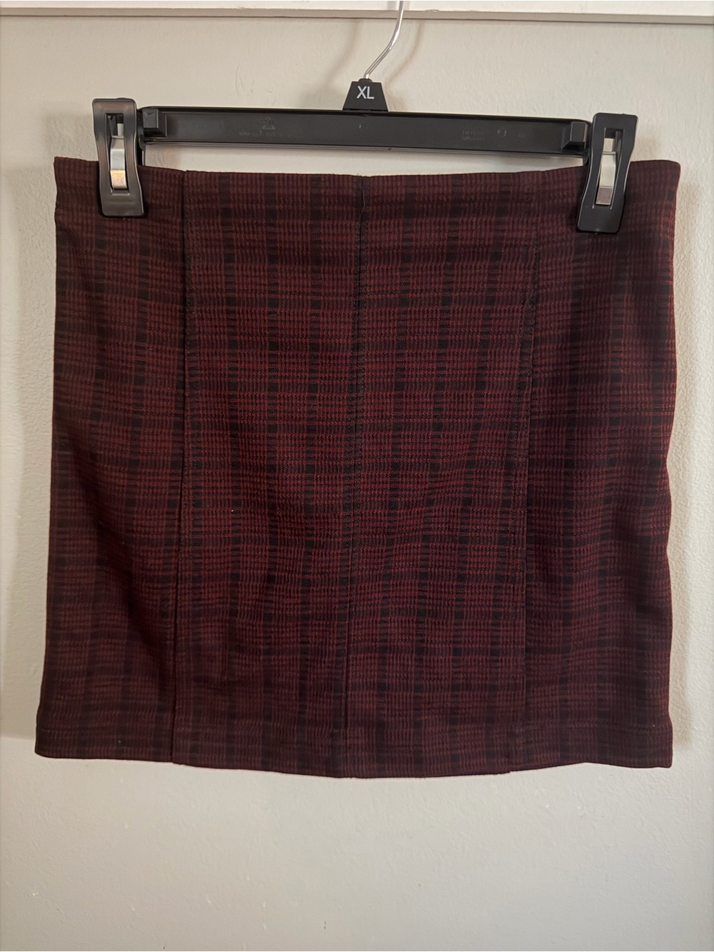 Jolt Burgundy/Black Plaid A-Line Short Skirt Women’s Size 7 Lined Zip